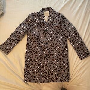 Kate Spade Black and Pink Patterned Gray Coat
